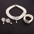 1920s Necklace Pearl Bracelet Earrings Set - alternate view 7