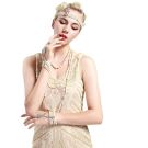 Adult Gatsby headpiece with pearl and crystal detailing on neutral background