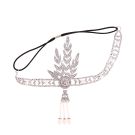 1920s Gatsby headpiece with three-strand pearl drop and adjustable elastic band