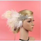 Women's 1920s Flapper Headband - Ivory Feather Great Gatsby Headpiece - alternate view
