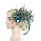 Adult 1920s Peacock Feather Fascinator - Art Deco Flapper Hair Clip - alternate view