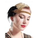 Great Gatsby headpiece showing Art Deco beaded detail and elasticized gold band