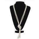 1920s ivory pearl necklace 129cm long with triple-strand tassel drops and rhinestone spacers