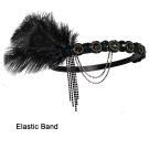 Adult 1920s Flapper Headband - Black Peacock Feather with Emerald Beading - alternate view 4