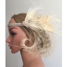 Gatsby headpiece with pearl cluster detail and adjustable ribbon ties