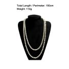 Cream faux pearl rope necklace for Gatsby costume showing full length