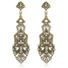 1920s Art Deco drop earrings with gold filigree and crystal tiers