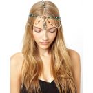 Bohemian festival head chain with turquoise and bronze metalwork