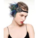 Great Gatsby Fashion Accessories - 1920s Flapper Headband with Peacock Feathers - alternate view