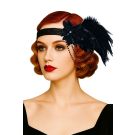Womens 1920s Flapper Headband - Black Sequin Art Deco Feather Headpiece - alternate view
