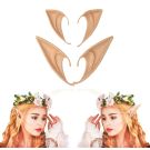 Pointed elf ear prosthetics in natural beige latex with hook attachment
