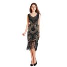 Womens 1920s Black Flapper Dress with Gold Beading and Fringe - alternate view