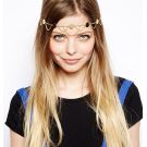 Gold Art Deco flapper headpiece with forehead chain and disc medallions