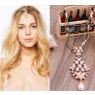 Women's 1920s Rose Gold Flapper Headpiece with Pearl & Crystal Pendant - alternate view 4