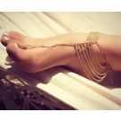 Gold-tone cascading chain barefoot sandal for beach weddings