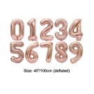 Large rose gold number balloon self-sealing valve close-up