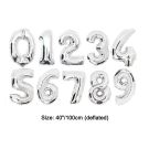 40 inch silver foil number balloons 0-9 with chrome finish