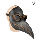 Adult steampunk plague doctor mask with curved black beak and brass goggle accents