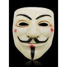 Adult Guy Fawkes mask with black moustache and goatee on cream base