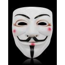 White Guy Fawkes Anonymous mask with black painted details and pink blush