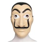 Adult money heist mask with curved Salvador Dali mustache and tan face
