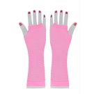 Adult Pink Fishnet Fingerless Gloves - 80s Neon Dance Party Accessory - alternate view