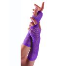 Adult purple fishnet fingerless gloves with elastic bands and thumb loop