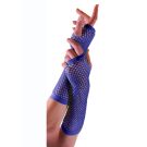 Electric blue fingerless fishnet gloves elbow length with ribbed cuffs