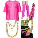 Adult 80s Neon Costume Accessories Set - Fishnet Vest Leg Warmers Gloves - alternate view 10