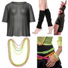 Adult 80s Costume Accessory Set - Neon Beads, Fishnet Vest & Leg Warmers - alternate view 10