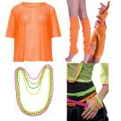 Adult 1980s Neon Orange Costume Accessory Set - 5 Piece 80s Party Kit - alternate view 11