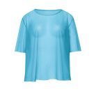 Adult neon blue fishnet mesh vest top with oversized boxy cut