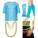 Adult 80s Neon Fishnet Costume Accessory Set with Leg Warmers and Gloves - alternate view 10