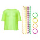 Adult Neon Green Mesh Fishnet Vest Top with Beaded 80s Accessories - alternate view 9