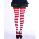 Full-length striped tights showing even 1-inch red and white stripe intervals