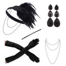Adult 1920s Flapper Accessory Set - 5-Piece Gatsby Costume Kit with Headband, Gloves & Pearls - alternate view 5