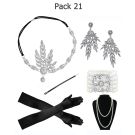 Close-up of Art Deco crystal headband with teardrop pendant and black elastic band