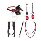 Complete Great Gatsby costume accessories kit laid flat showing all five pieces