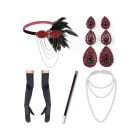 Adult 1920s Flapper Accessory Set - 5-Piece Gatsby Costume Kit with Headband, Gloves & Pearls - alternate view 6