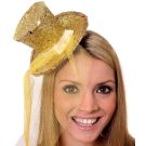 Gold Fever Mini Top Hat on headband Ladies Mini Glitter Top Hat - alternate view