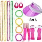 80s Neon Accessory Set A - Visor Cap, Fishnet Gloves & Leg Warmers - alternate view 2