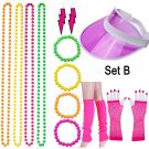 80s Neon Accessory Set B - Visor Cap, Fishnet Gloves & Leg Warmers - alternate view 7