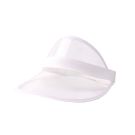 Clear transparent sun visor with white elastic headband and curved brim for 80s themed parties