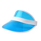Light blue translucent 80s sun visor with white trim and elastic headband