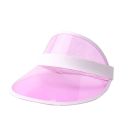 Pink translucent sun visor with white elastic headband 80s style