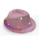 Adult Pink Sequin LED Fedora Hat - Light-Up Party Accessory - alternate view 2