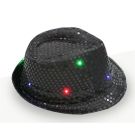 Adult LED Light-Up Sequin Fedora Hat - Disco Party Accessory with Multicolor Lights - alternate view 2