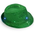 Green light-up sequin trilby fedora disco party hat