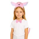 Kids pink pig costume headband with 3D ears, snout and googly eyes