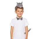 Kids zebra costume accessory set with plush headband, striped bow tie and tail
